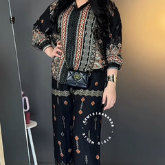 Stylish Black Reyon Co Ord Set