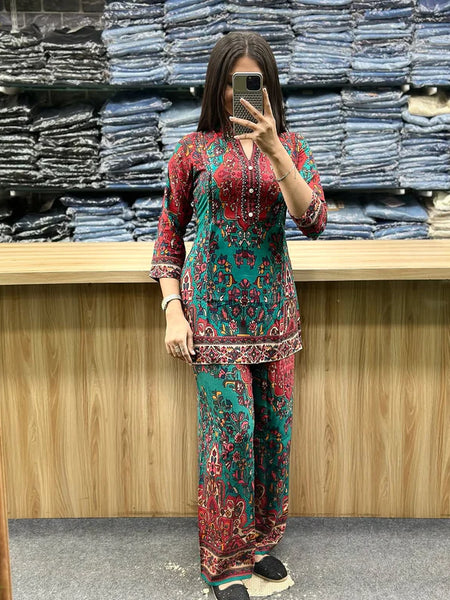 Printed Asymmetric Rayon Co-Ord Set