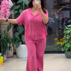 Pink Pure Linen Co-ord Set