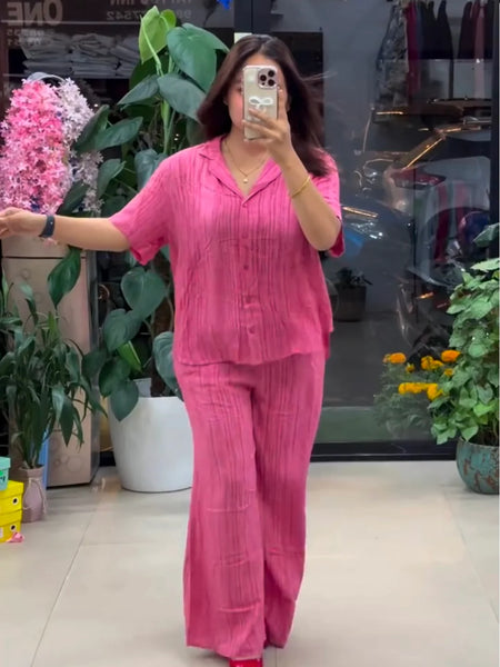 Pink Pure Linen Co-ord Set