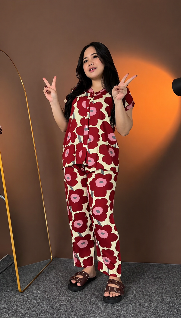 Retro Poppy Print Matching Co-ord Set