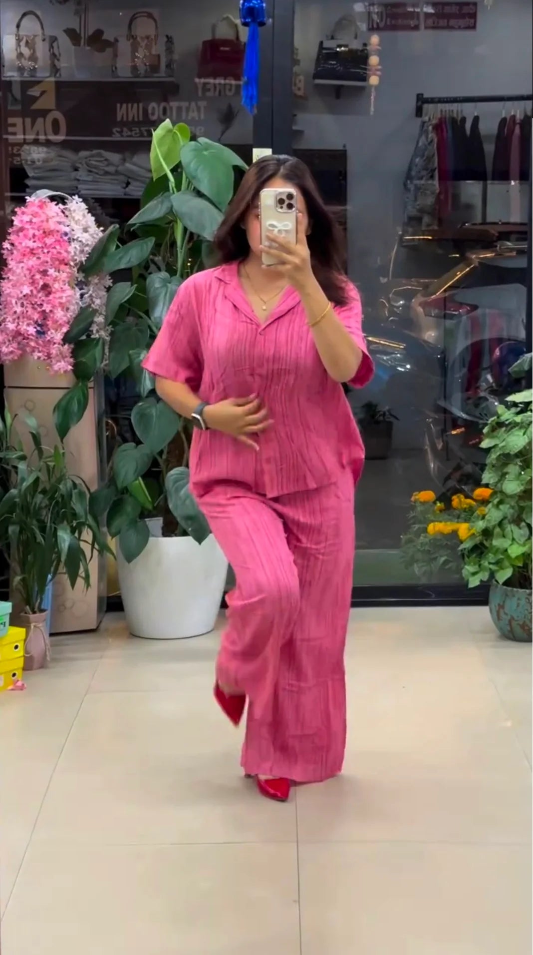 Pink Pure Linen Co-ord Set