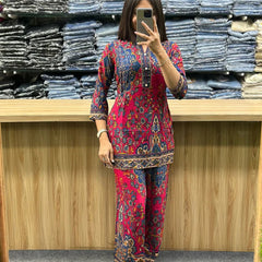 Printed Asymmetric Rayon Co-Ord Set