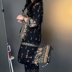 Stylish Black Reyon Co Ord Set