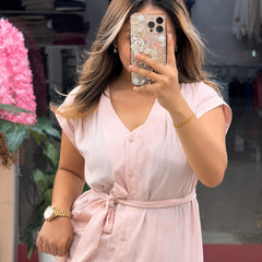 Women’s Button-Down Tie-Waist Flared Maxi  White Dress