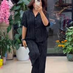 Black Pure Linen Co-ord Set