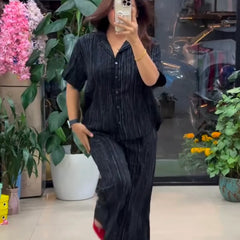 Black Pure Linen Co-ord Set